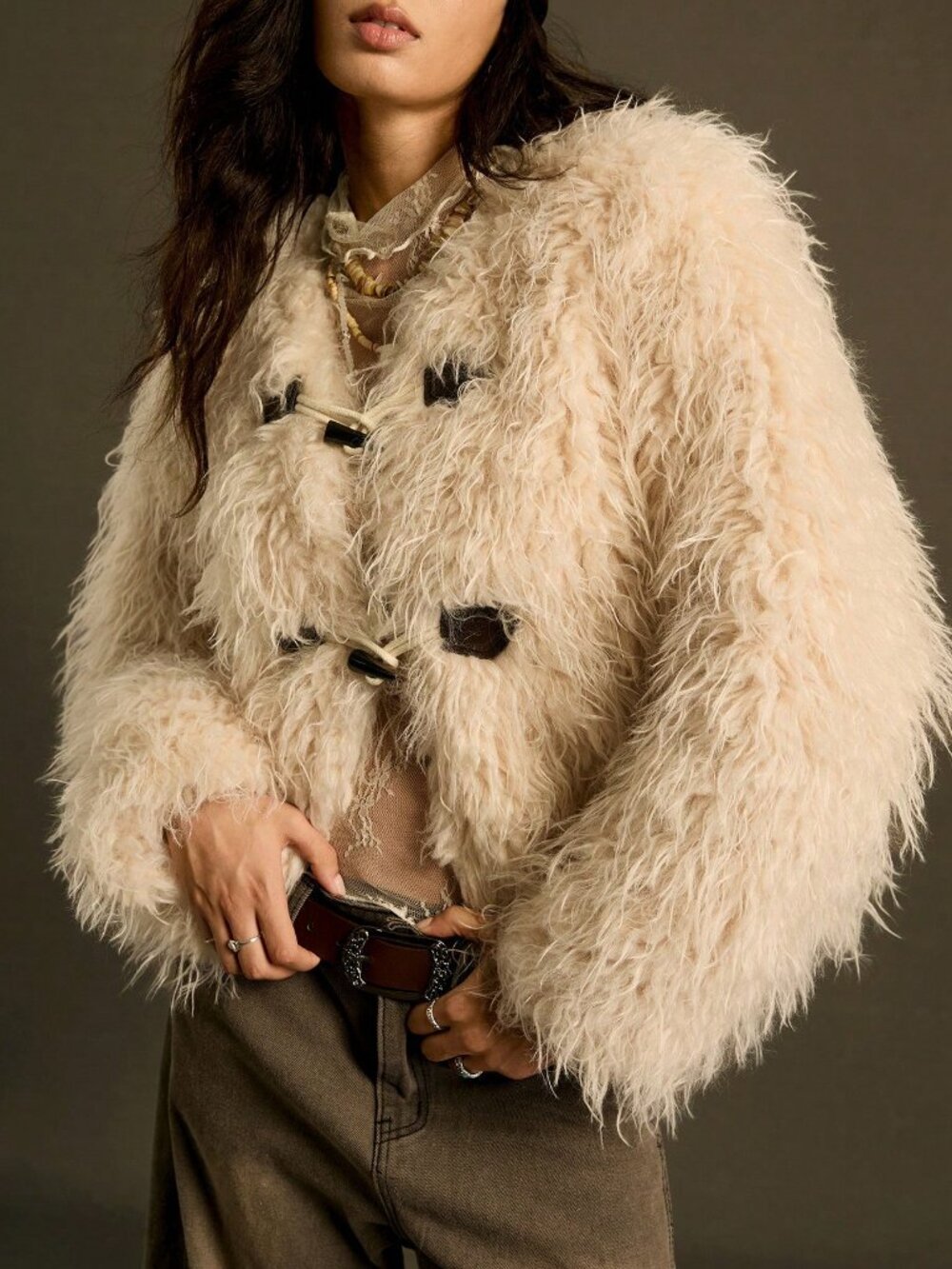 Apricot Casual Women's Elegant Furry Jacket